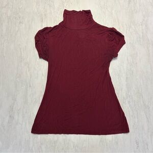 Fleurish Burgundy Short Sleeve Turtleneck Top
